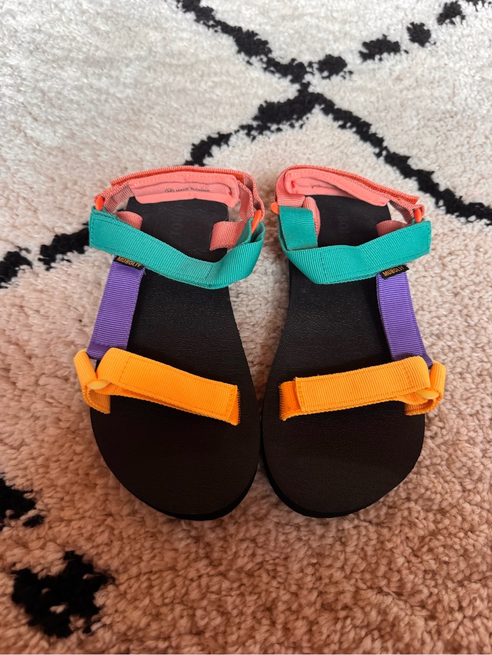 Muboliy Multicolor Strap Women's Sport Sandals - Black Footbed